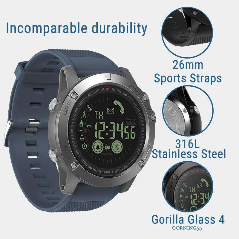 Zeblaze VIBE 3 Flagship Rugged Smart Watch Luminous Dial Wristband - Blue