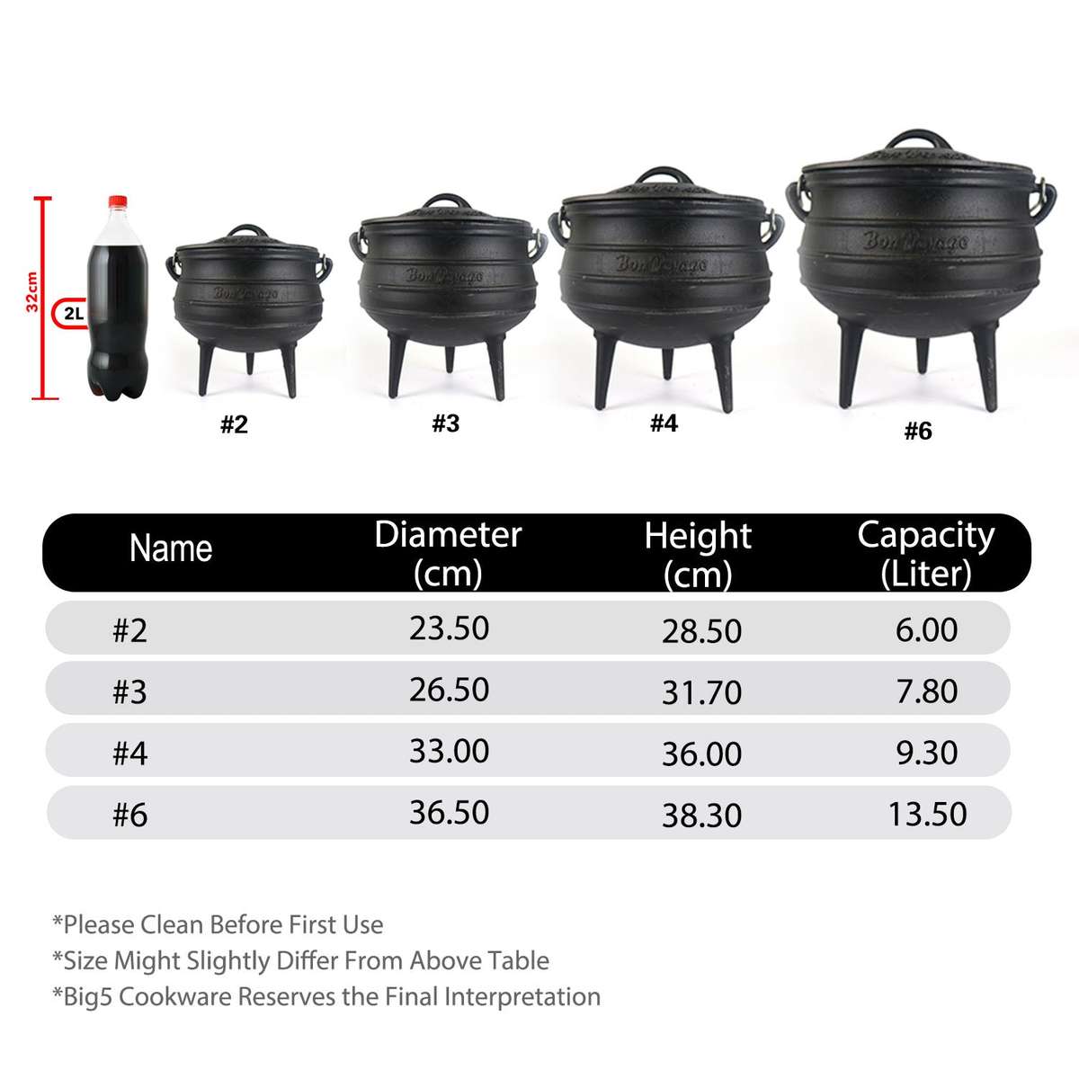 Bon Voyage 3-Leg Cast Iron Potjie Pot