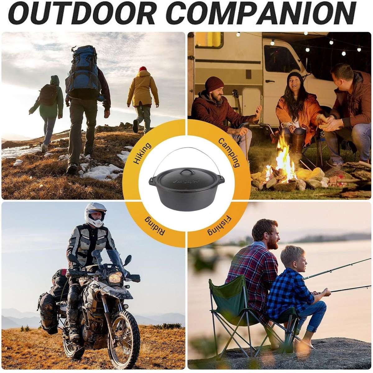 Bon Voyage Cast Iron Flat Bottom Potjie Dutch Oven Pot