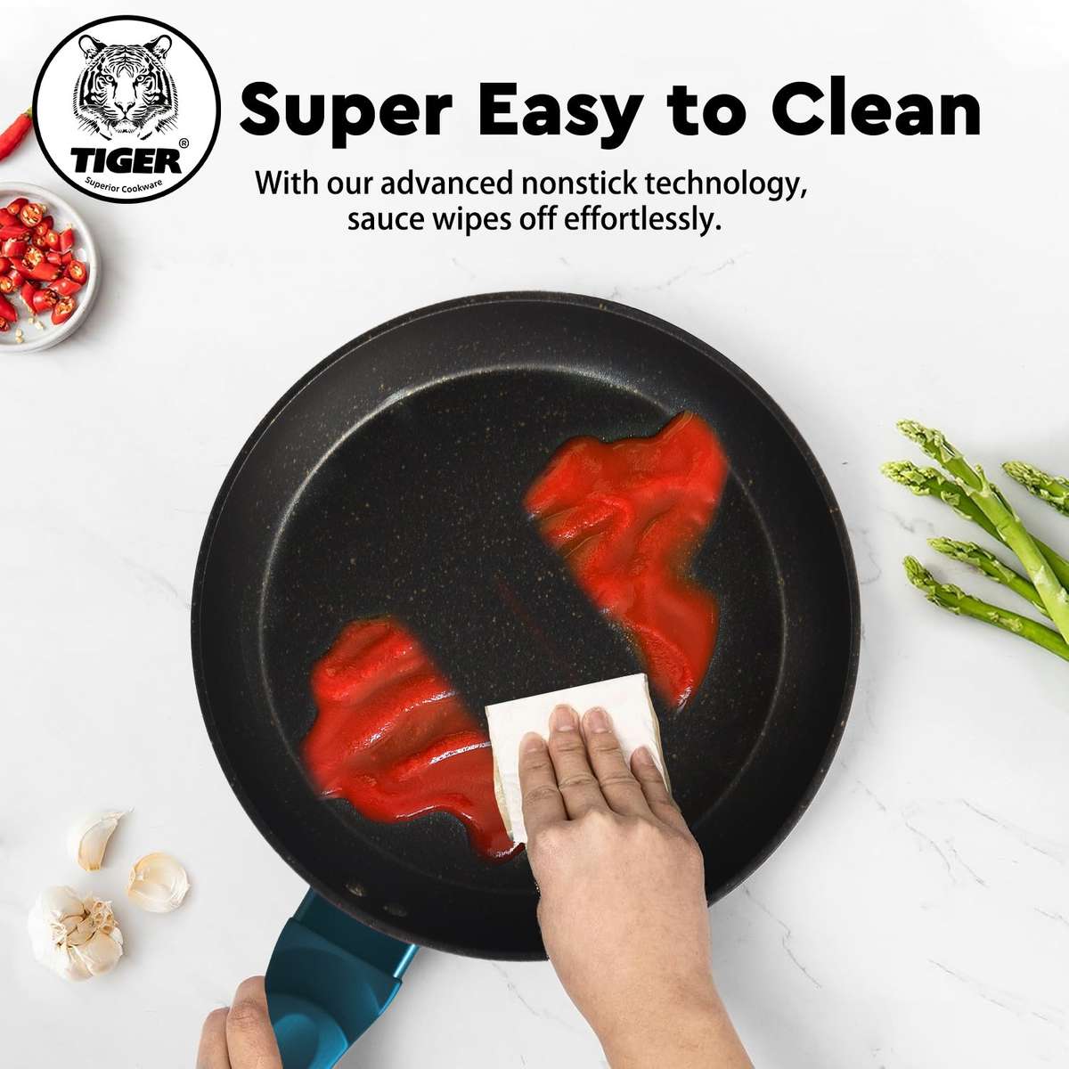 Tiger Non-Stick 15 Piece Marble Coating Cookware Set Aquamarine