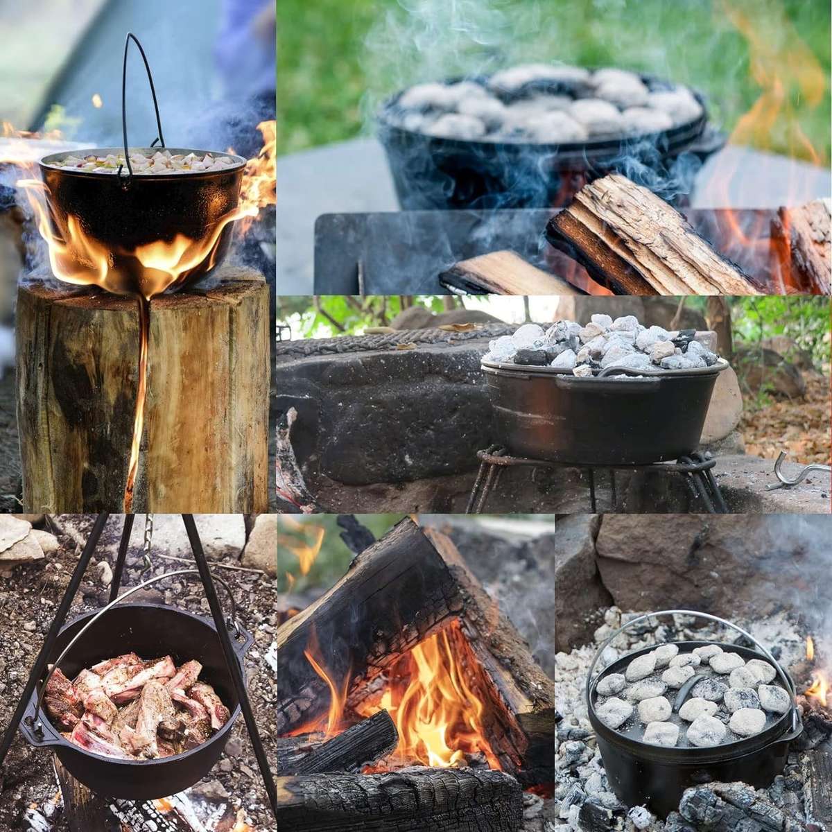 Bon Voyage Cast Iron Flat Bottom Potjie Dutch Oven Pot