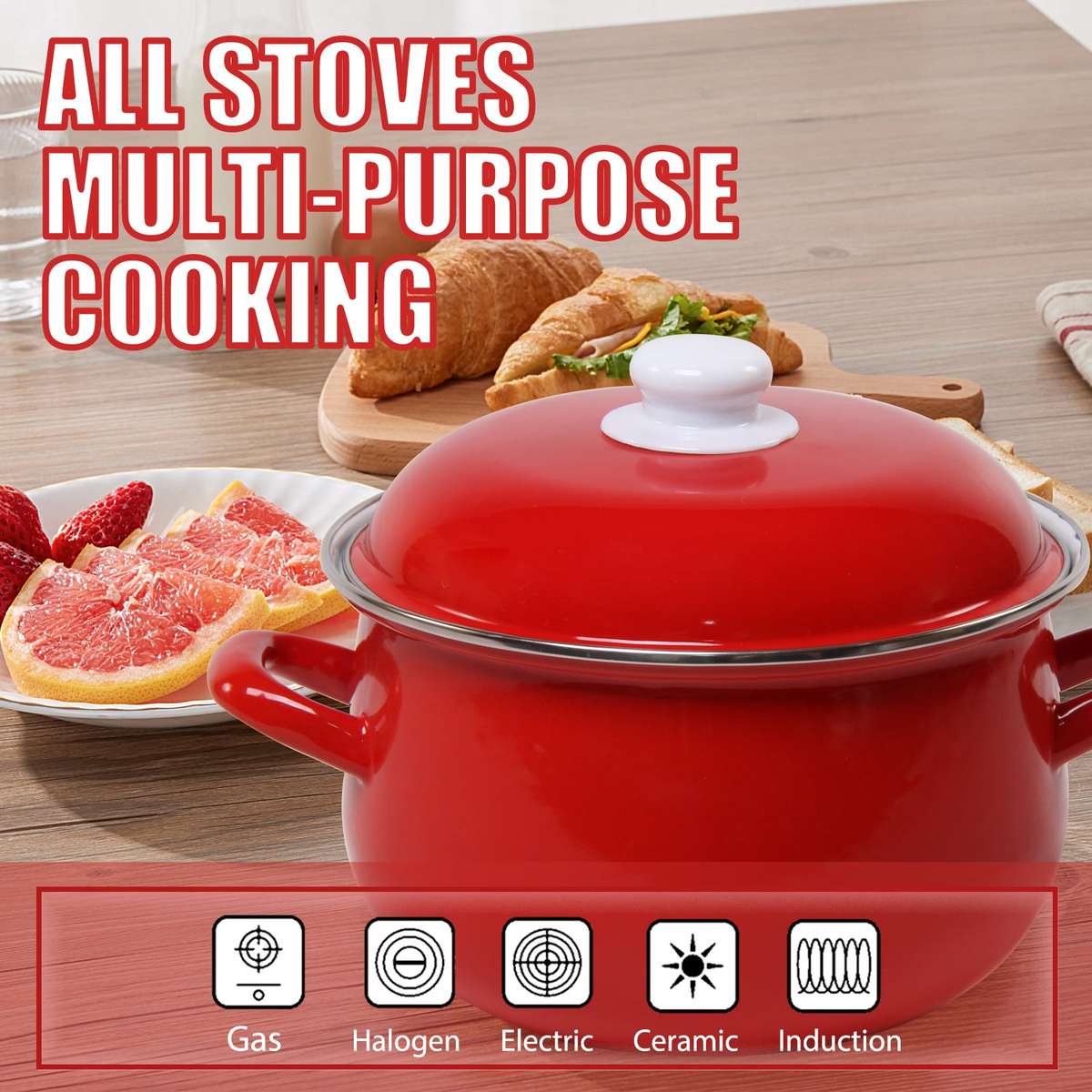 Agate Enamel Red Stockpot Stew Pot Casserole