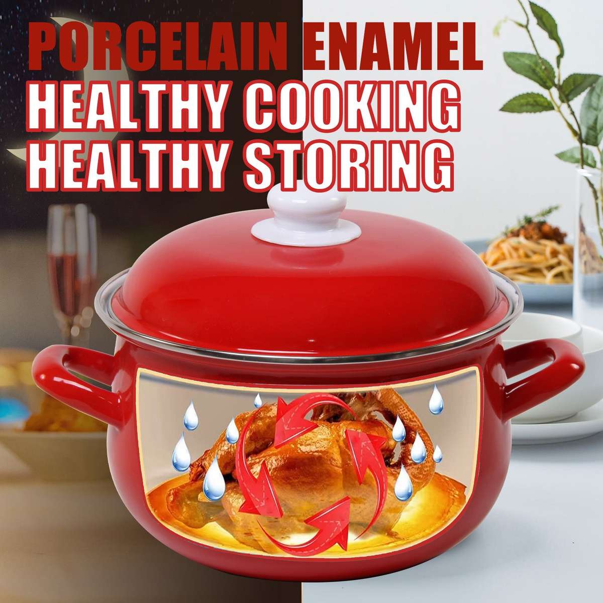 Agate Enamel Red Stockpot Stew Pot Casserole