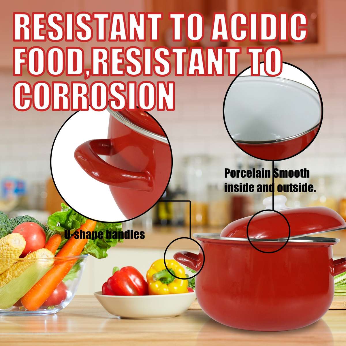 Agate Enamel Red Stockpot Stew Pot Casserole