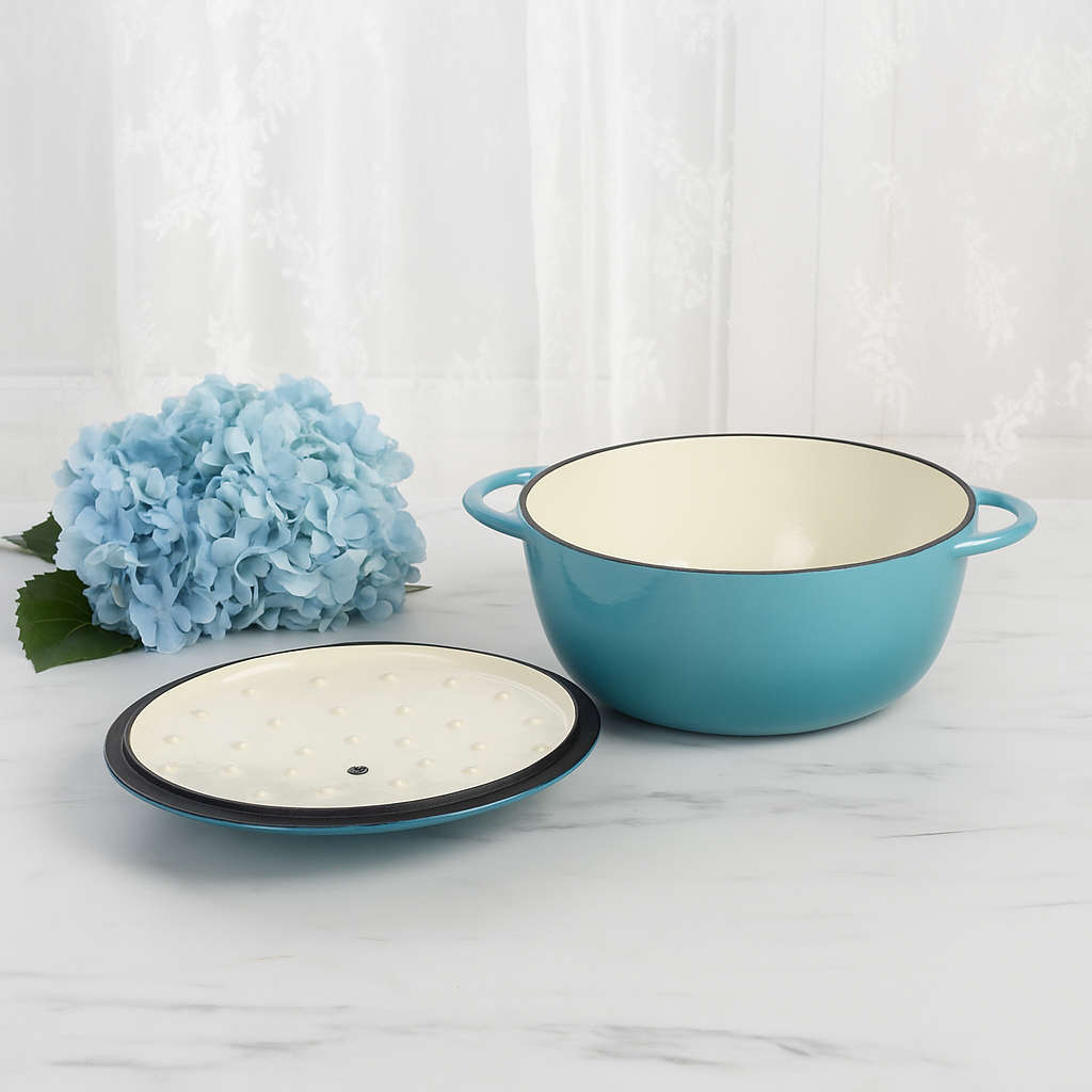 La Cocina 7 Piece Turquoise Cast Iron Enamel Cookware Set