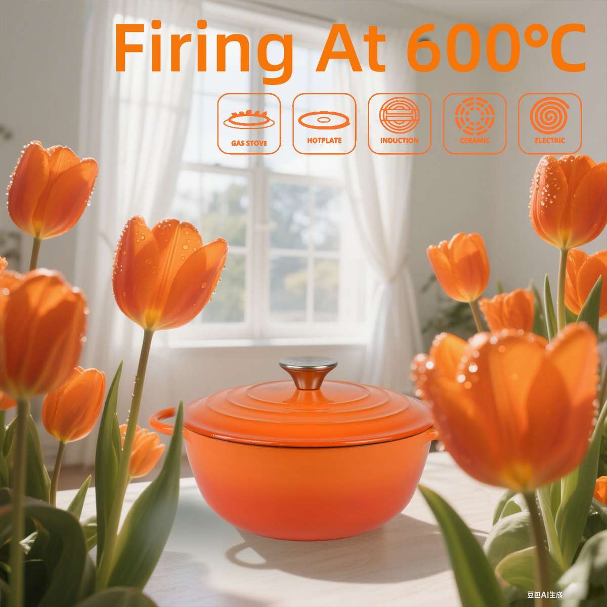 La Cocina 7 Piece Amber Cast Iron Enamel Cookware Set