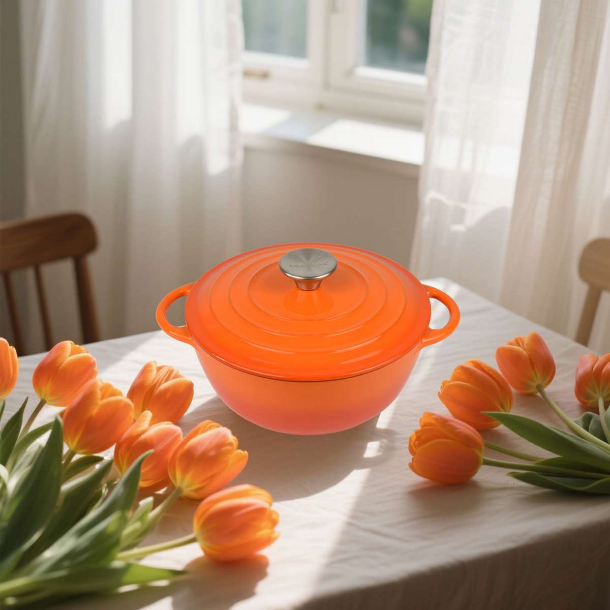 La Cocina 7 Piece Amber Cast Iron Enamel Cookware Set