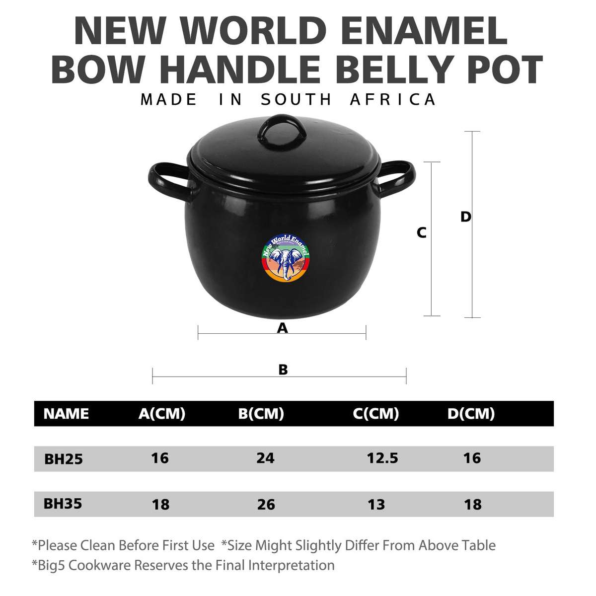 New World Enamel Bow Handle Belly Pot