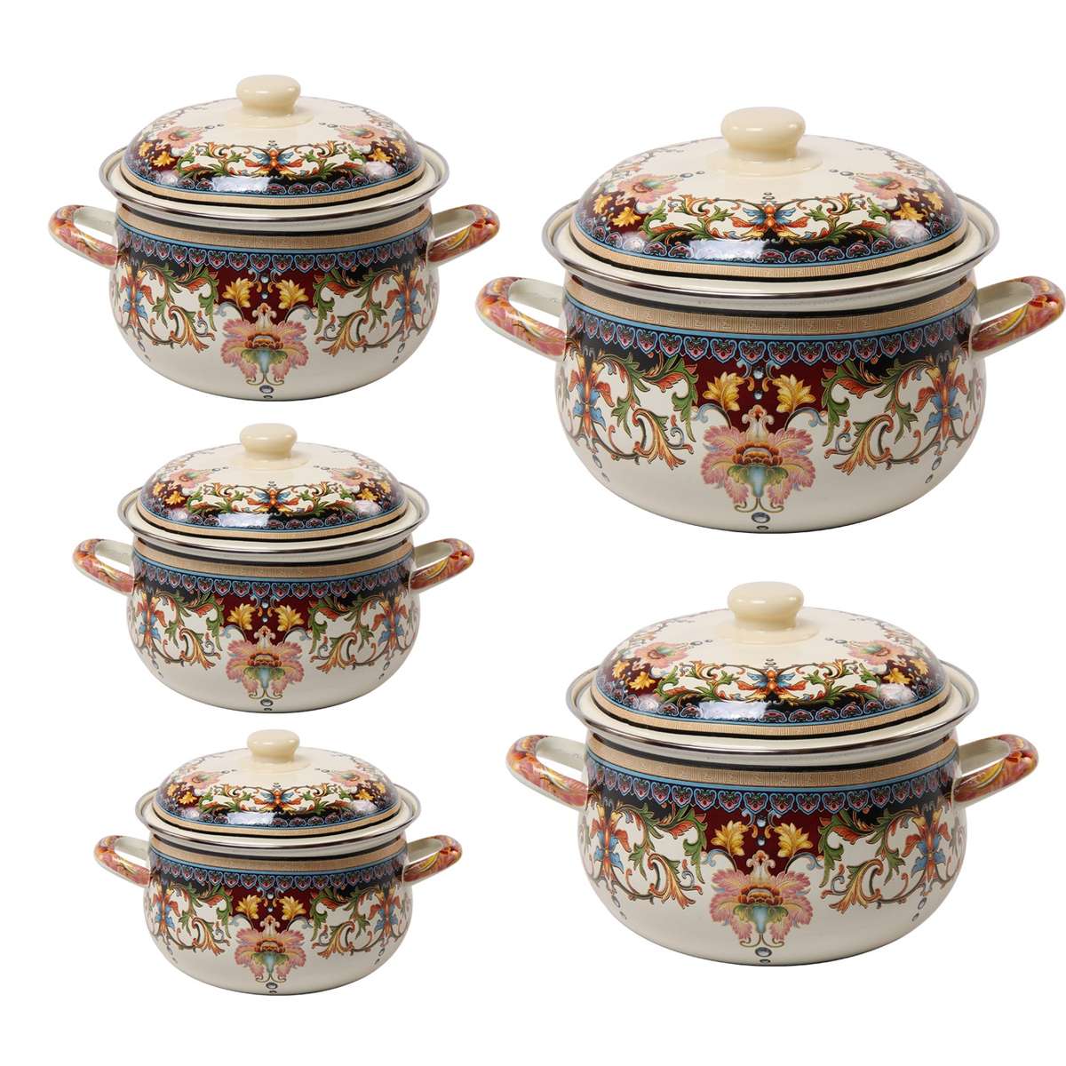 Agate Enamel Classic Flowers Stockpot Stew Pot Casserole