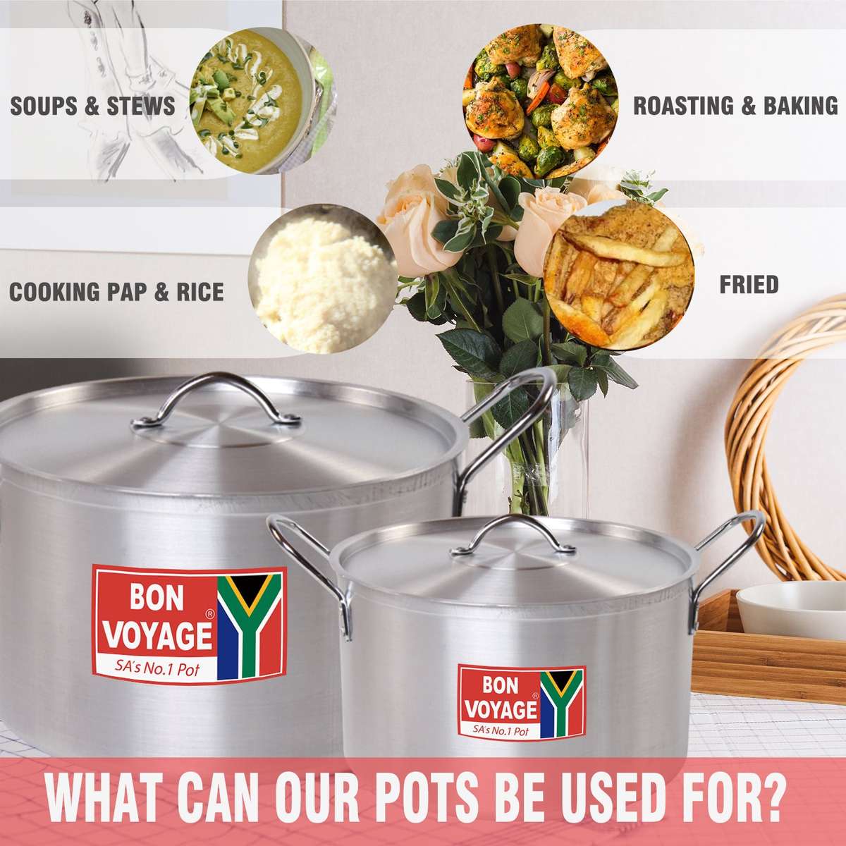 Bon Voyage Heavy Duty Catering Pots Stew Pan Stockpot Set NC3