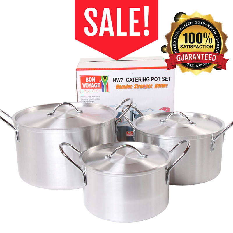 Bon Voyage Heavy Duty Catering Pots Stew Pan Stockpot Set NC3
