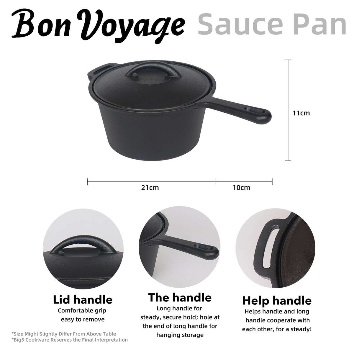 7-Piece Pre-Seasoned Cast Iron Camping Cookware Set