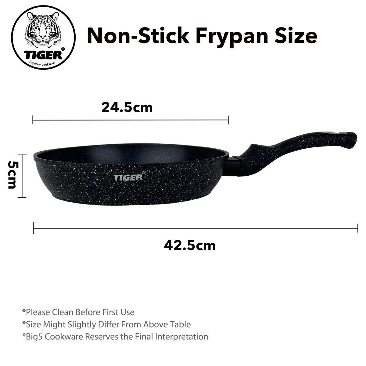New Arrival!!! Tiger Non-Stick Marble Coating Fry Pan 24cm Black