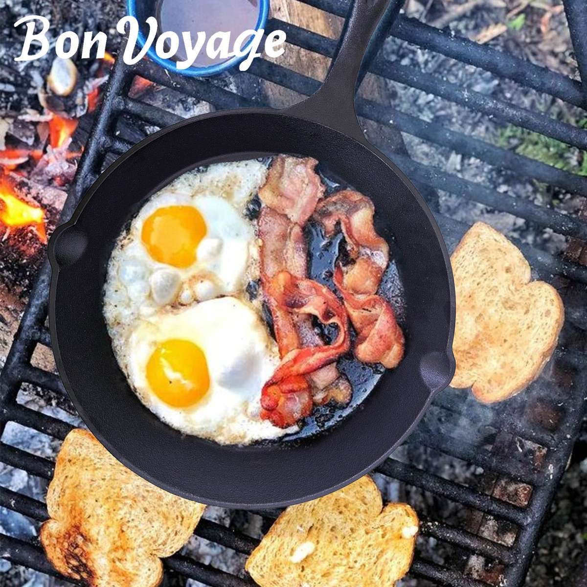 7-Piece Pre-Seasoned Cast Iron Camping Cookware Set