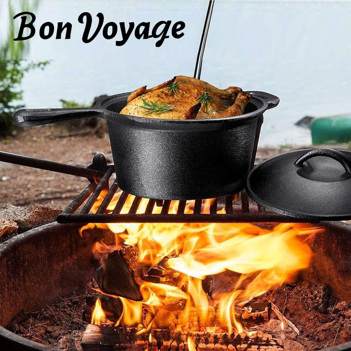 7-Piece Pre-Seasoned Cast Iron Camping Cookware Set