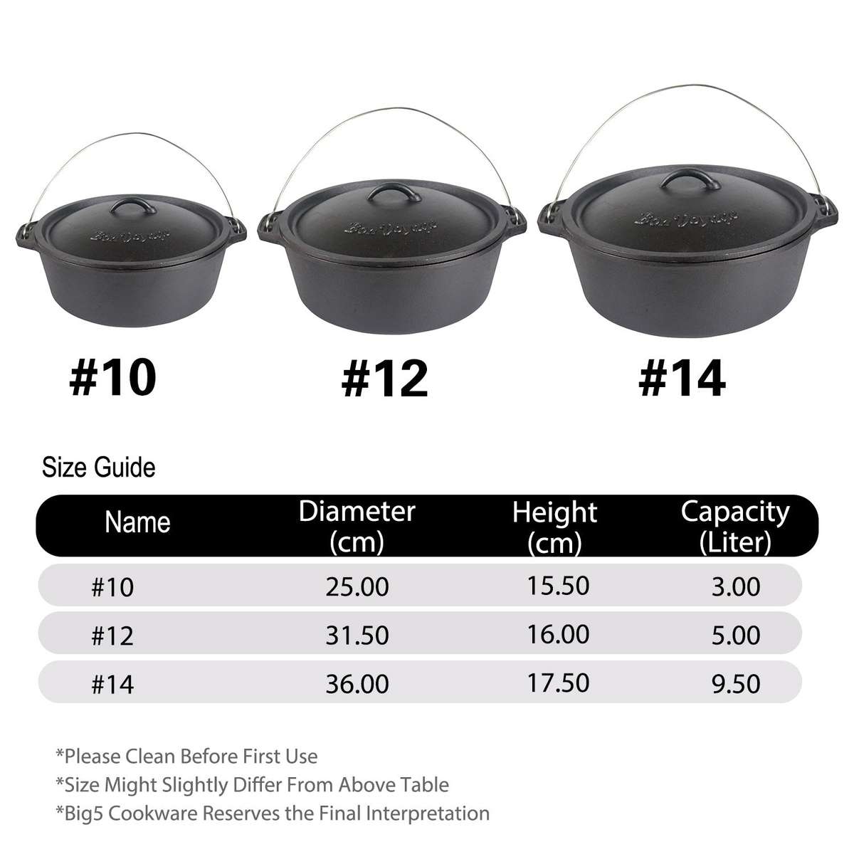 Bon Voyage Cast Iron Flat Bottom Potjie Dutch Oven Pot