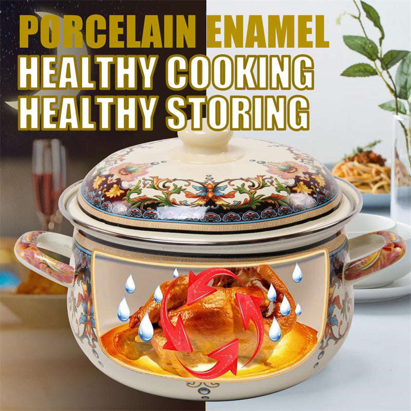 Agate Enamel Classic Flowers Stockpot Stew Pot Casserole