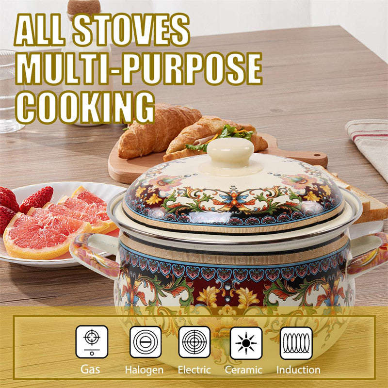 Agate Enamel Classic Flowers Stockpot Stew Pot Casserole