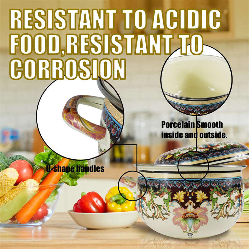 Agate Enamel Classic Flowers Stockpot Stew Pot Casserole