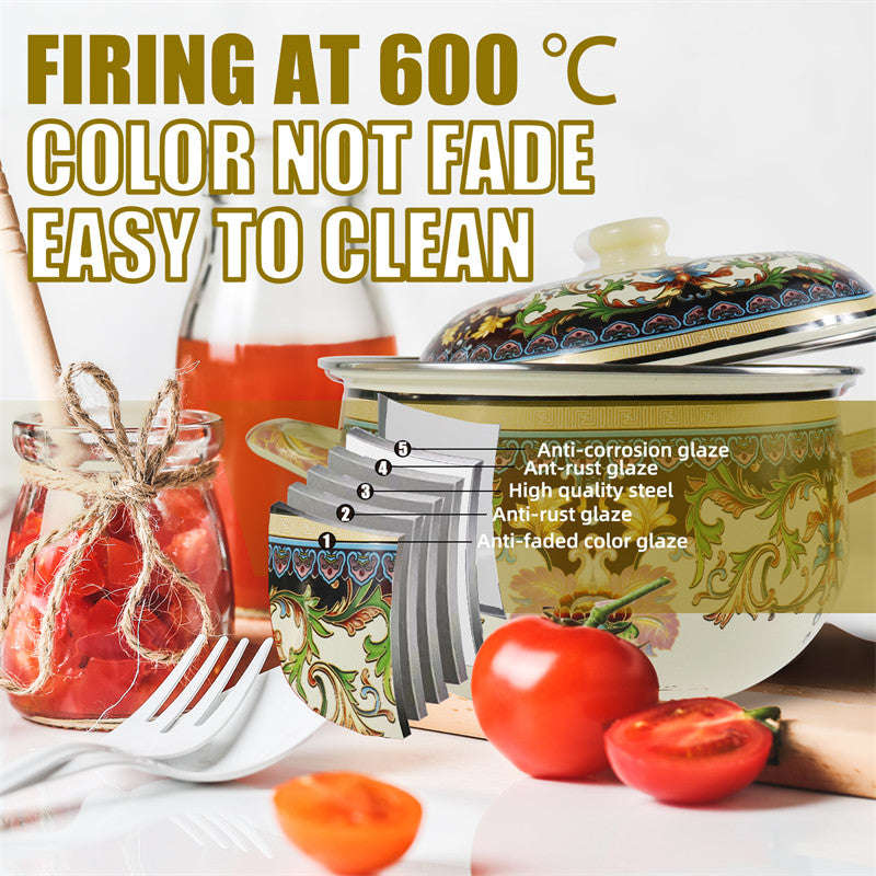 Agate Enamel Classic Flowers Stockpot Stew Pot Casserole