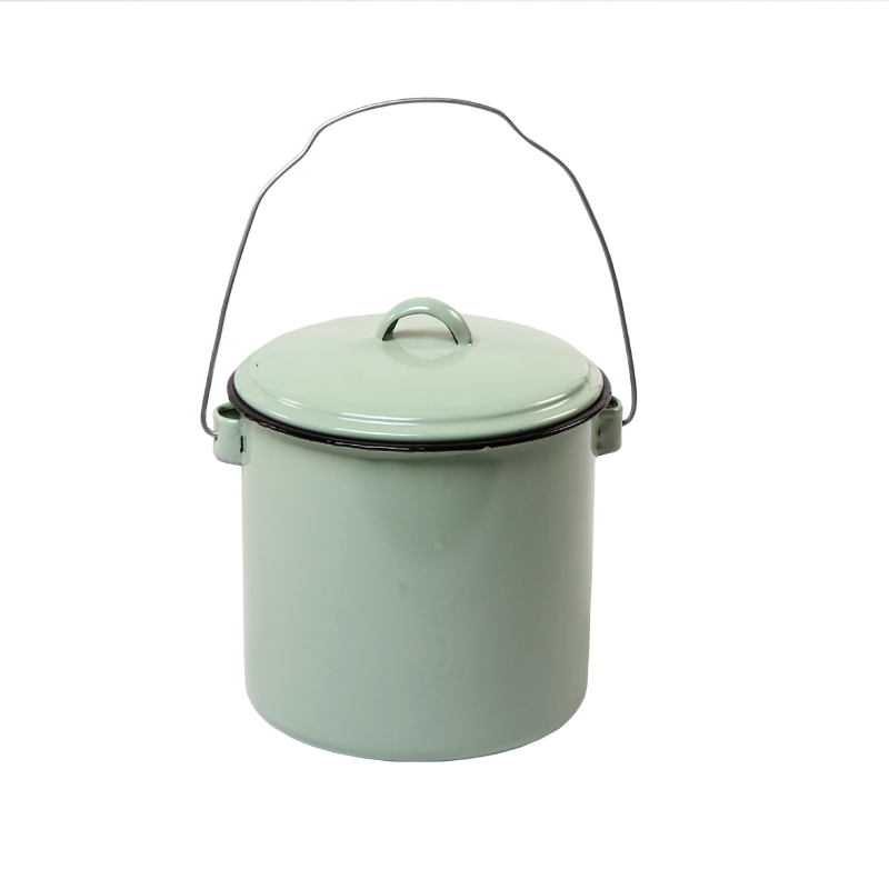 New World Enamel Billy Can Plain/Decorated - 18cm / Green