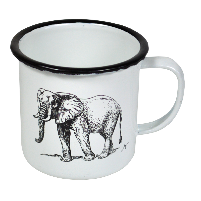New World Enamel Decorated Mug - 8cm / AS-Elephant