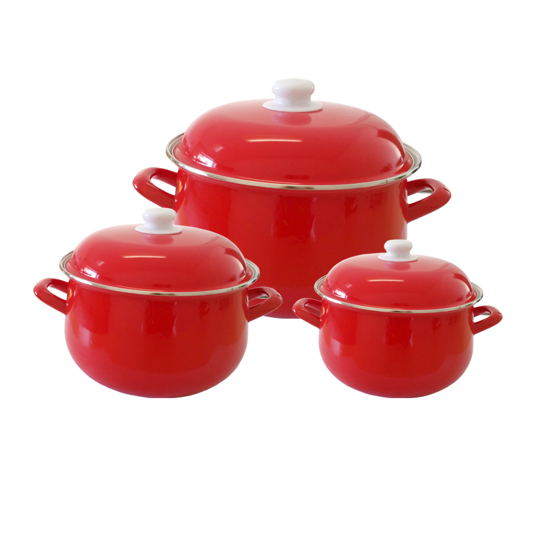 Agate Enamel Red Stockpot Stew Pot Casserole - Red / 18/20/22cm 6pc set