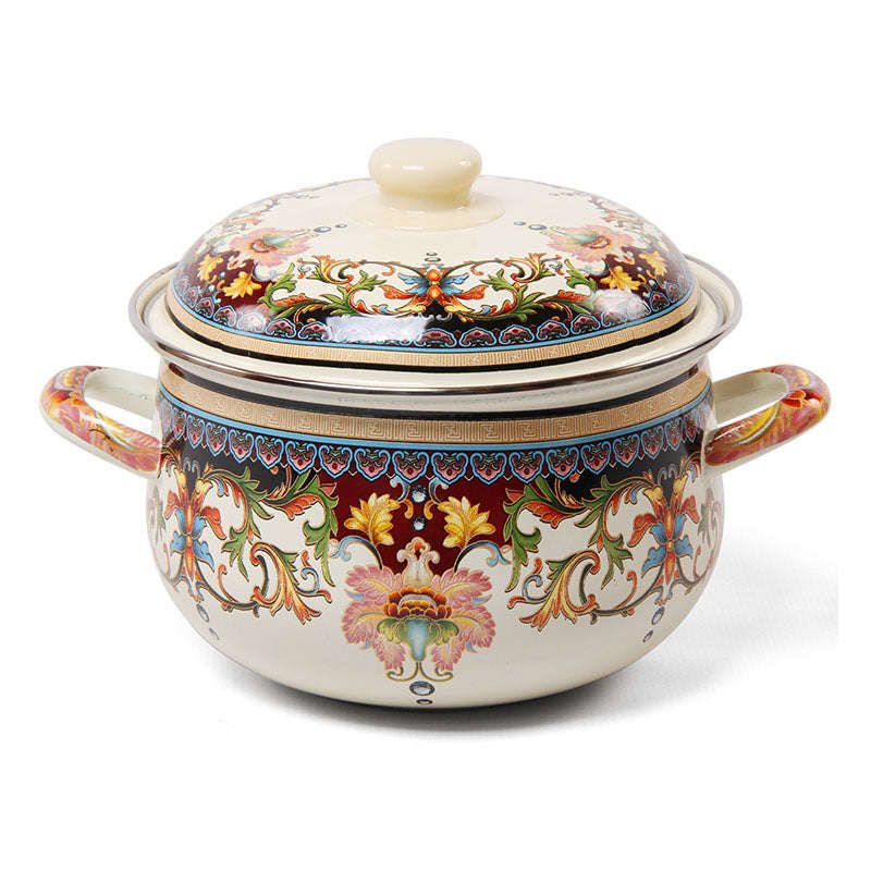 Agate Enamel Classic Flowers Stockpot Stew Pot Casserole