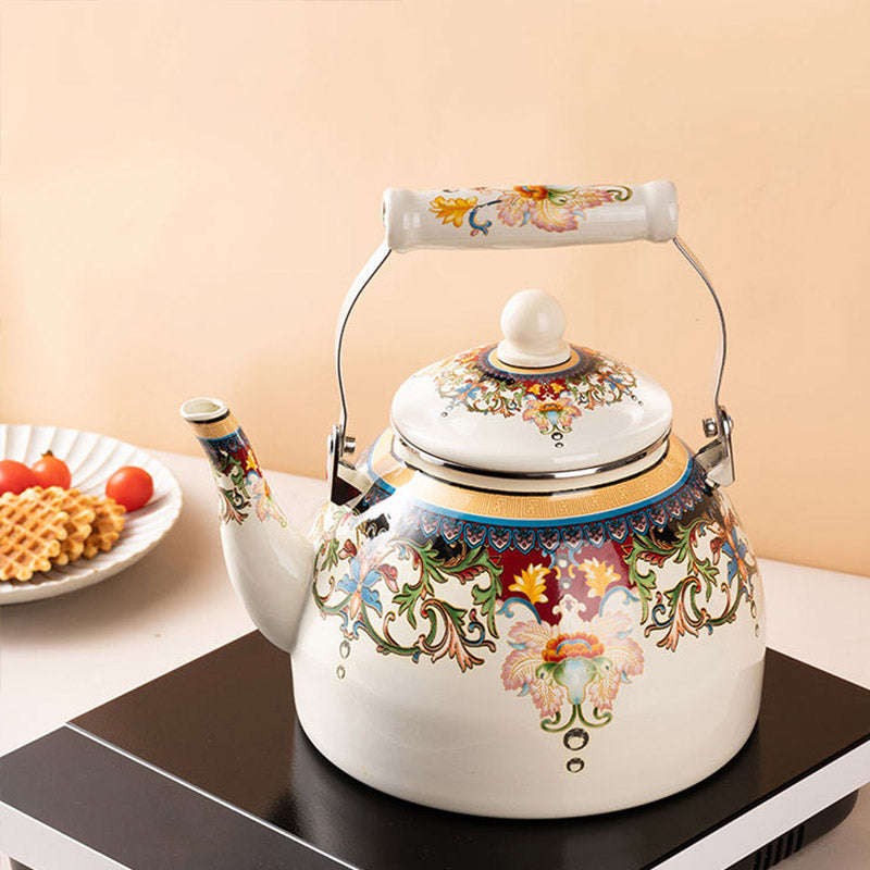 Agate Royal Enamel Flat Bottom Tea Pot (no strainer)