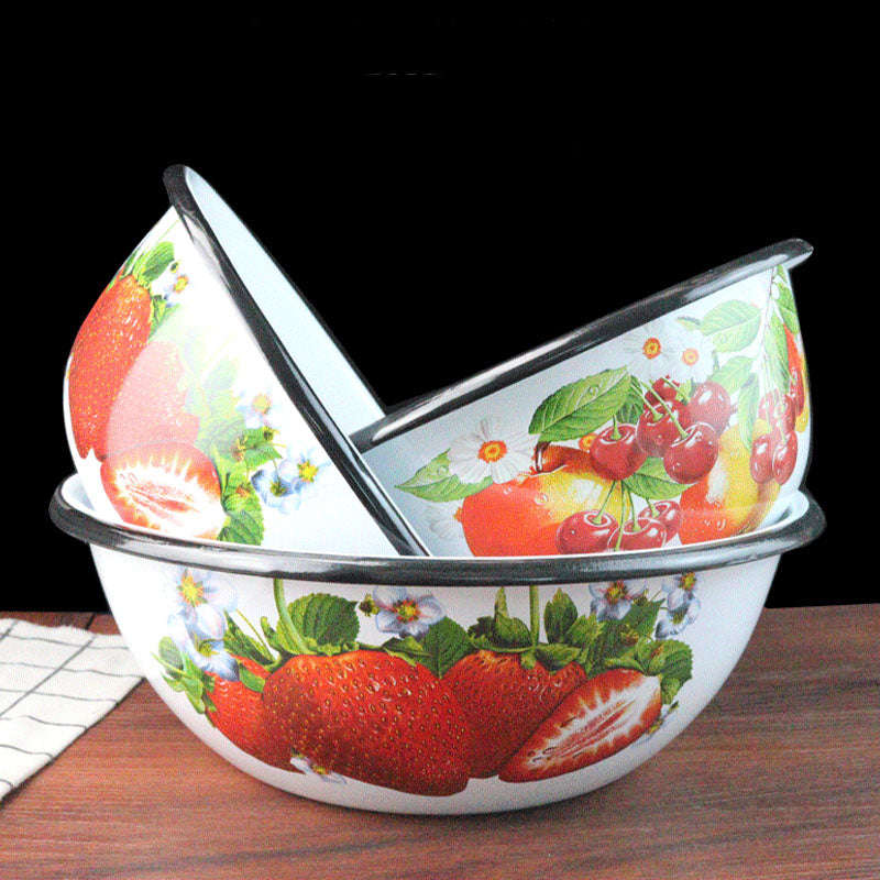 Agate Premier Quality Vintage Enamel Mixing Bowl Decorated