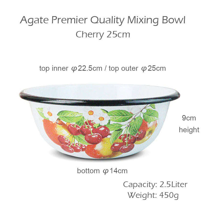 Agate Premier Quality Vintage Enamel Mixing Bowl Decorated