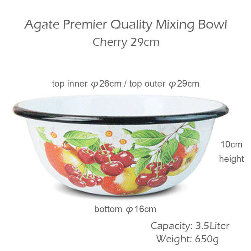 Agate Premier Quality Vintage Enamel Mixing Bowl Decorated