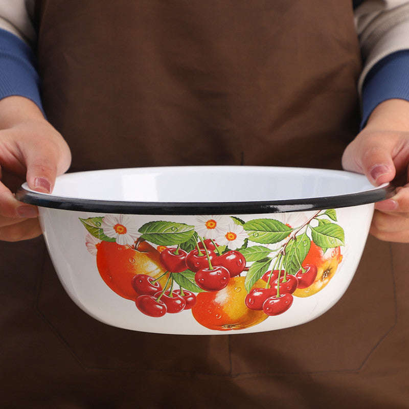 Agate Premier Quality Vintage Enamel Mixing Bowl Decorated