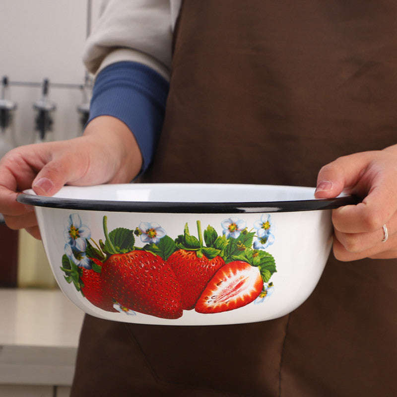 Agate Premier Quality Vintage Enamel Mixing Bowl Decorated