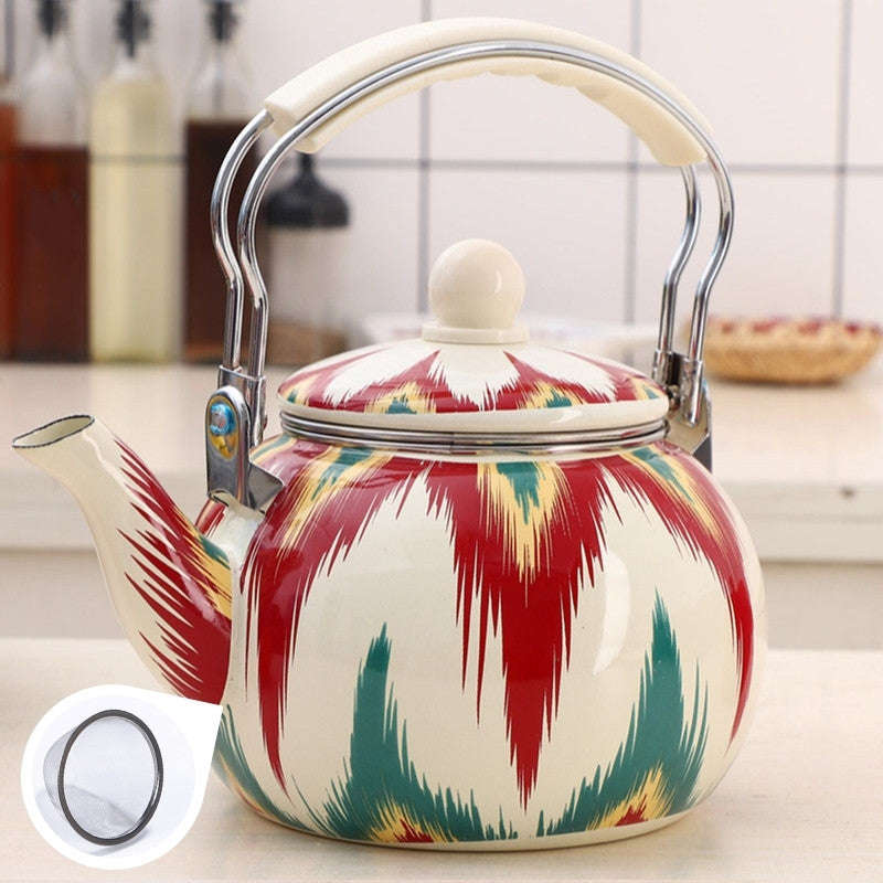 Agate Enamel Round Teapot 2.5LT with Strainer - Turkish / 2.5LT with Strainer