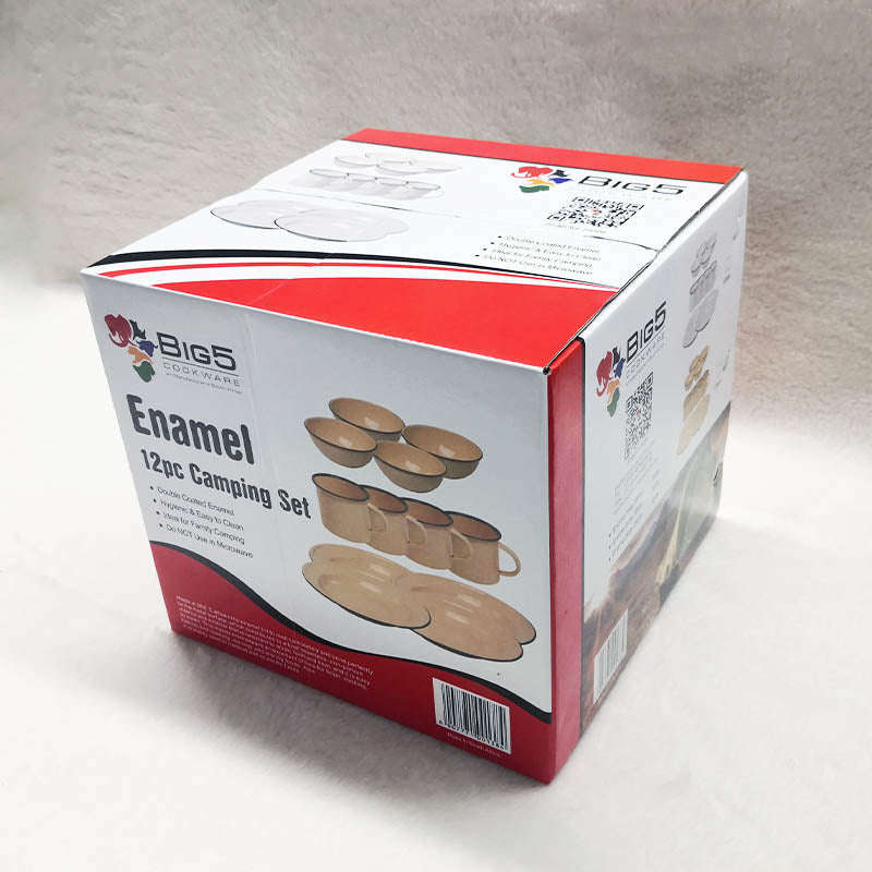 New World Enamelware 12pc dinning set mug plate bowl camping