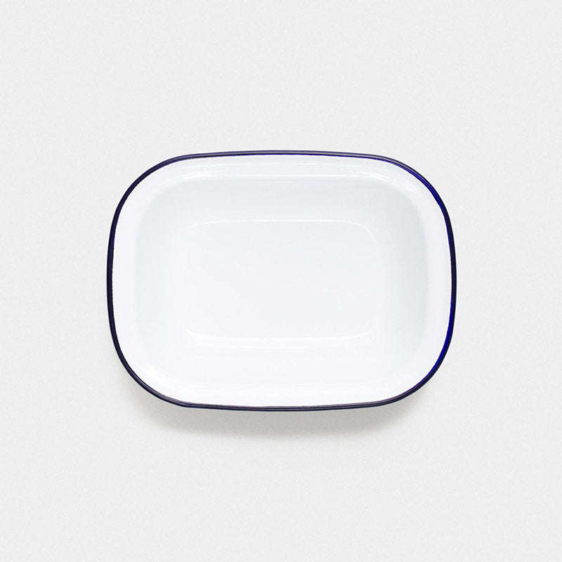 Premier Quality Enamel Pie Dish - #3-22cm / Blue Rim