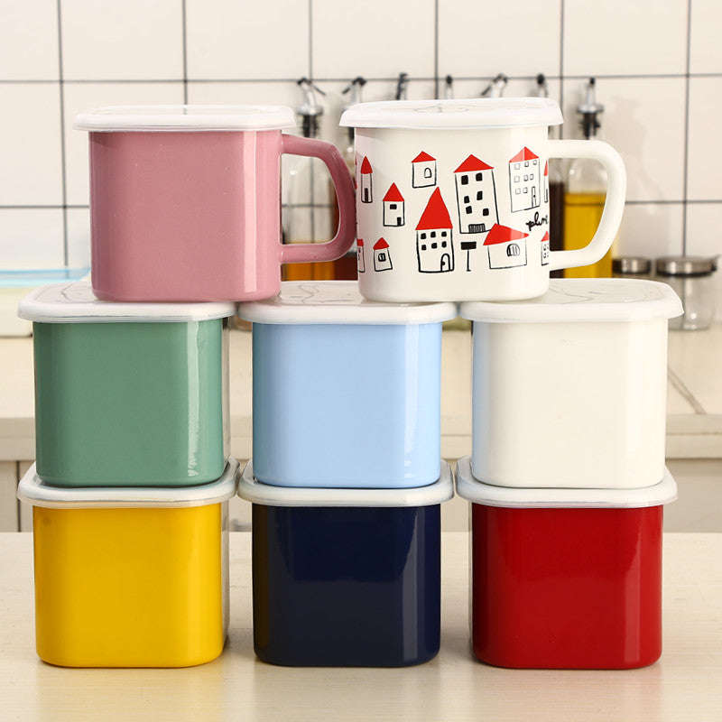 Agate Premier Quality Enamel Square Storage Box with Lid 14cm