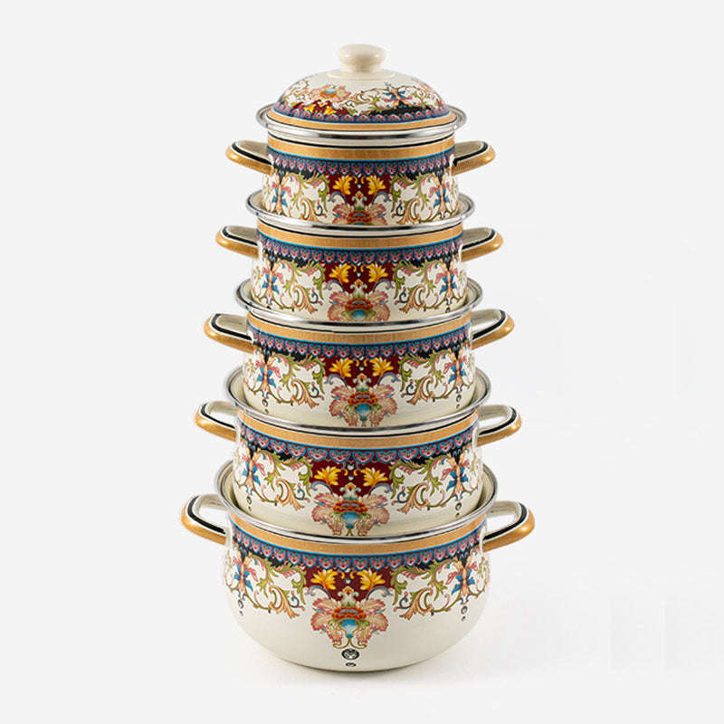 Agate Enamel Classic Flowers Stockpot Stew Pot Casserole