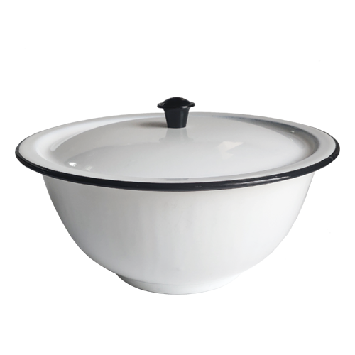 New World Enamel Footed Bowl Plain/Decorated - 20cm / White