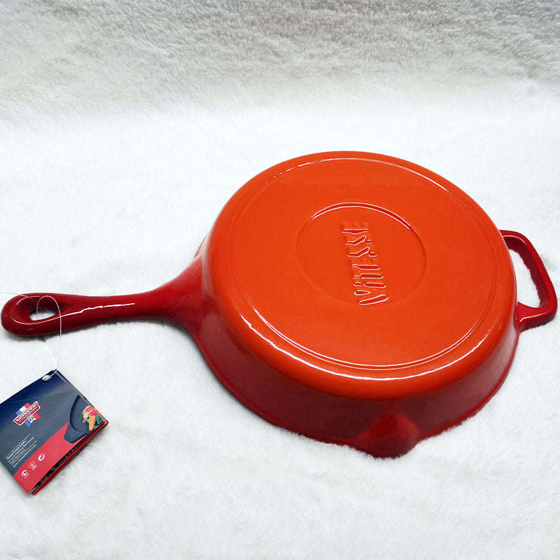 French Cast Iron Enamel Frypan Fry Pan with Free Gift Oven Glove