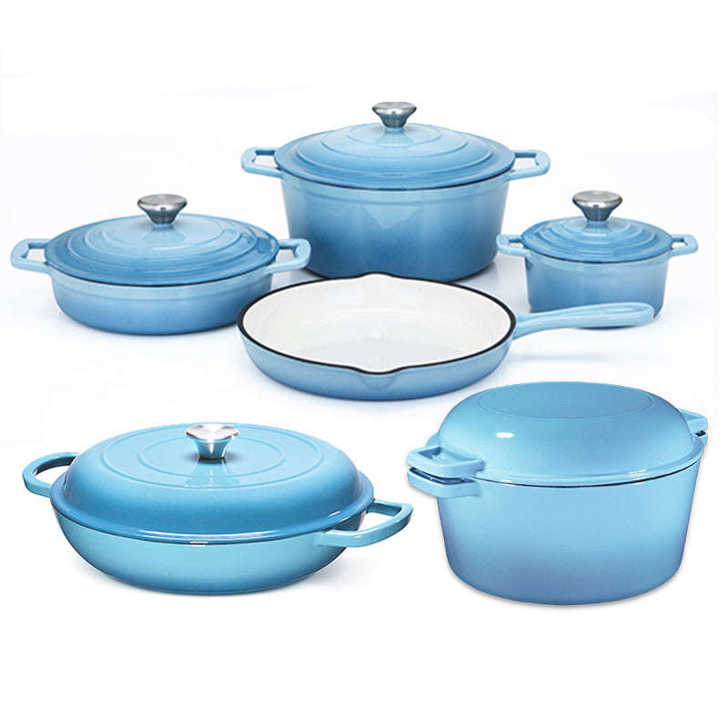 La Cocina Cast Iron 11pc Cookware Set - Light Blue