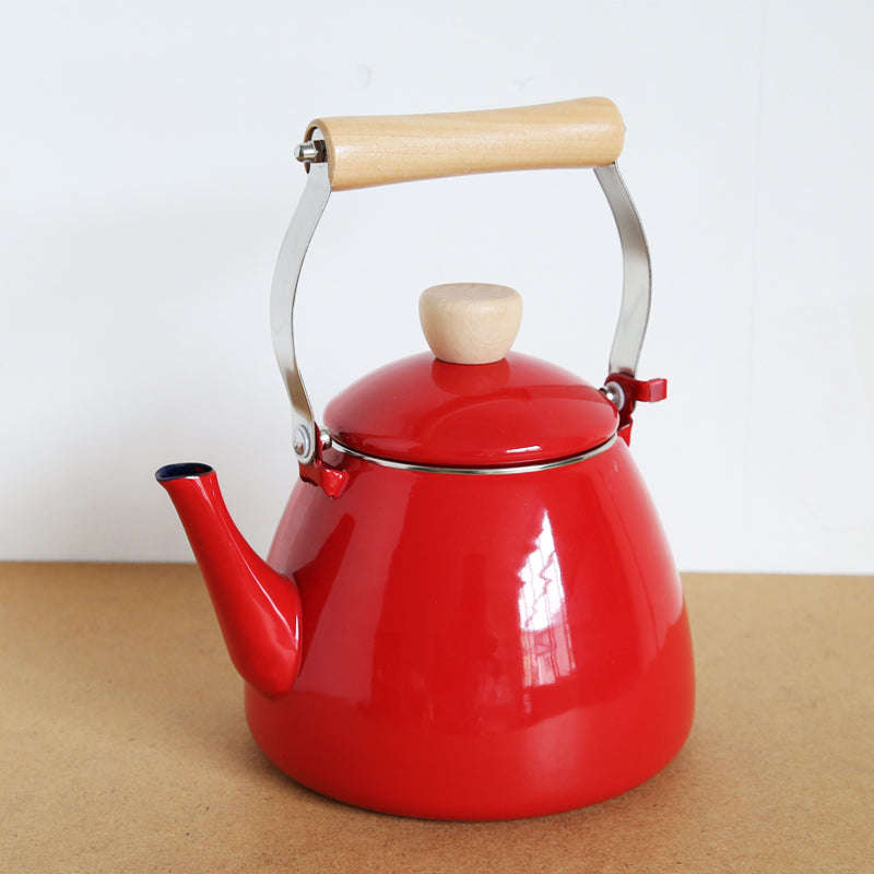 Agate Premier Quality Enamel Cone Shape Teapot with Top Handle - Red Outside Navy Inside / 2.2LT