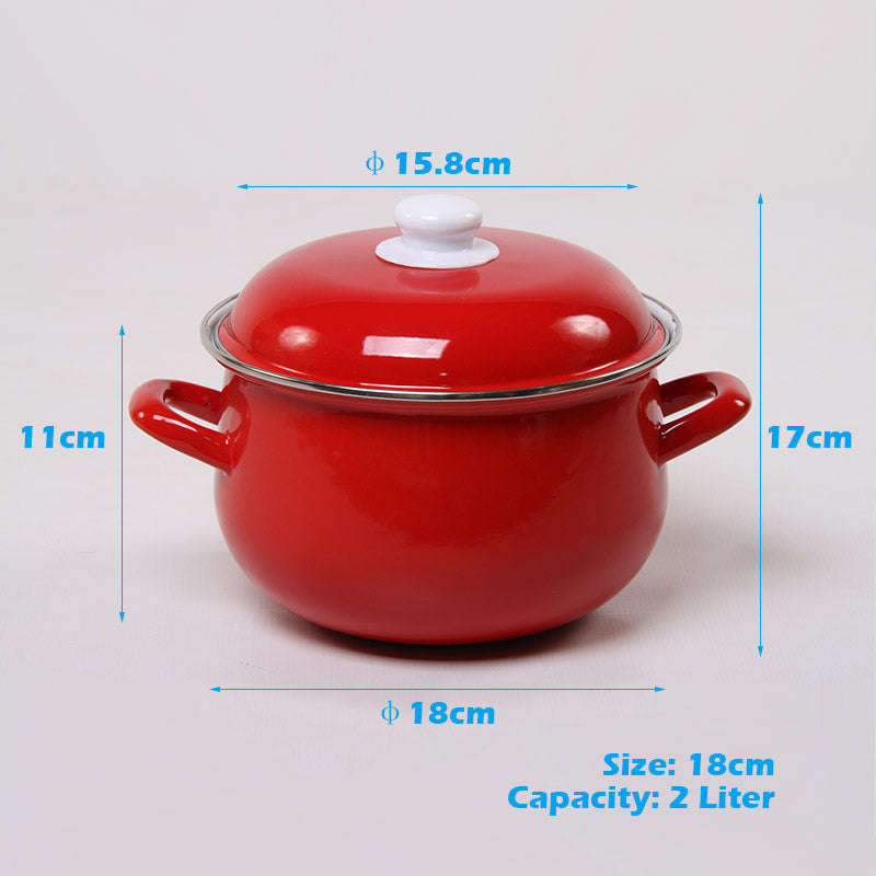 Agate Enamel Red Stockpot Stew Pot Casserole - Red / 18 cm