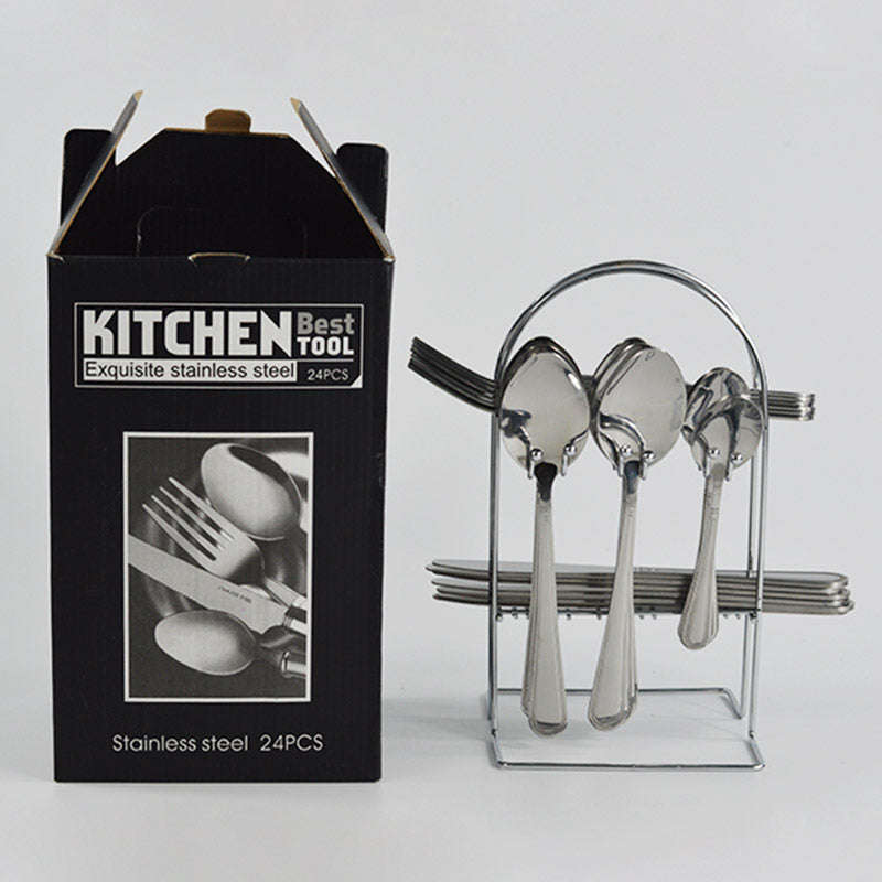 Stainless Steel Exquisite Cutlery, Mirror Polished, Dishwasher Safe - 24pcs(6sets)