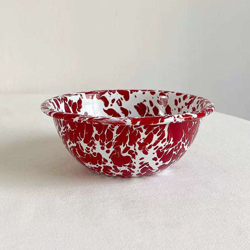 Big5 Marble Splatter Red Enamel Dinner Set Mug Plate Spoon Bowl Camping (each unit price is for i...