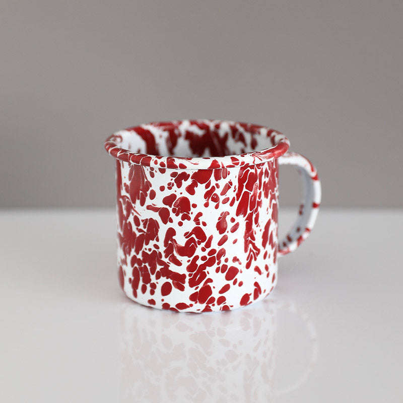 Big5 Marble Splatter Red Enamel Dinner Set Mug Plate Spoon Bowl Camping (each unit price is for i...