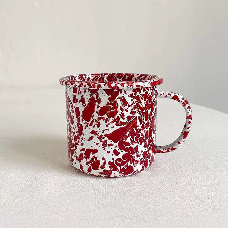 Big5 Marble Splatter Red Enamel Dinner Set Mug Plate Spoon Bowl Camping (each unit price is for i...