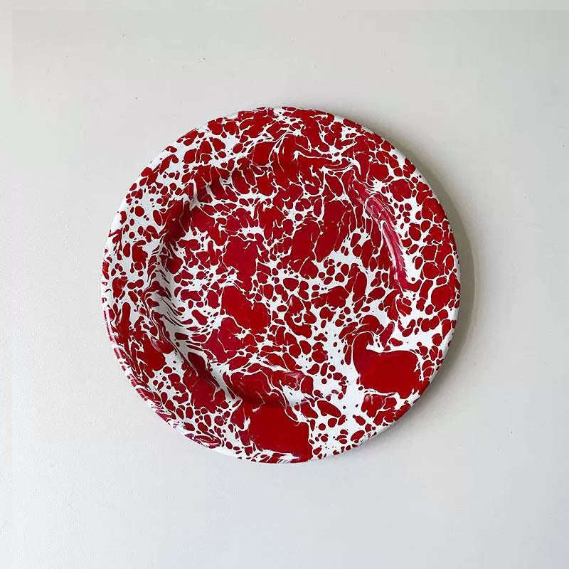 Big5 Marble Splatter Red Enamel Dinner Set Mug Plate Spoon Bowl Camping (each unit price is for i...
