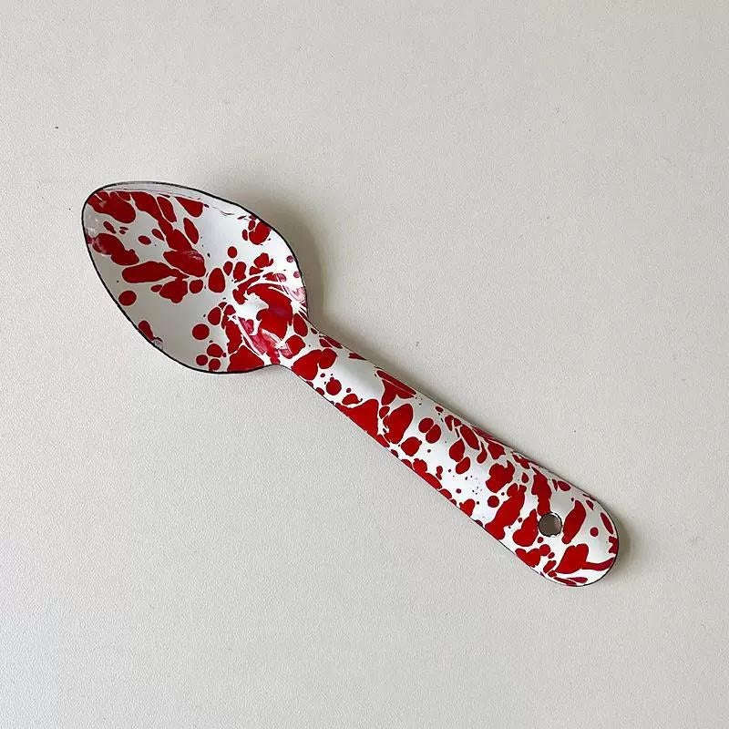 Big5 Marble Splatter Red Enamel Dinner Set Mug Plate Spoon Bowl Camping (each unit price is for i...